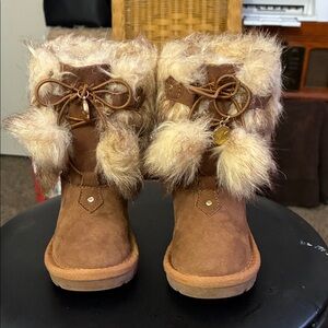 Michael Kors Brown Fur-Trimmed Kids Boots